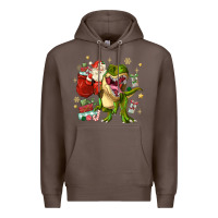 Coffee Christmas dinosaur Premium Hoodie - MaliasSmallBusiness