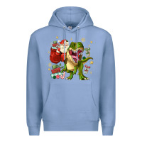 Colony Blue Christmas dinosaur Premium Hoodie - MaliasSmallBusiness