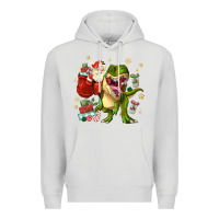 Dove Grey Christmas dinosaur Premium Hoodie - MaliasSmallBusiness