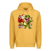 Mustard Christmas dinosaur Premium Hoodie - MaliasSmallBusiness