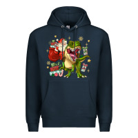 Navy Christmas dinosaur Premium Hoodie - MaliasSmallBusiness
