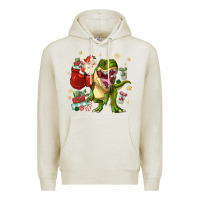 Oatmeal Heather Christmas dinosaur Premium Hoodie - MaliasSmallBusiness