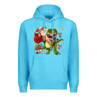 Ocean Blue Christmas dinosaur Premium Hoodie - MaliasSmallBusiness