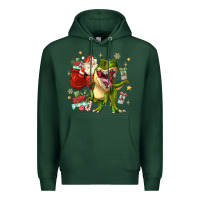 Sports Green Christmas dinosaur Premium Hoodie - MaliasSmallBusiness