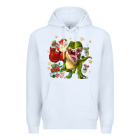 White Christmas dinosaur Premium Hoodie - MaliasSmallBusiness