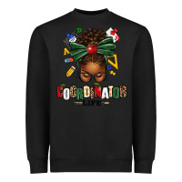 Black educational coordinator life afro messy bun Heavyweight Sweatshirt - texasbilliewilder