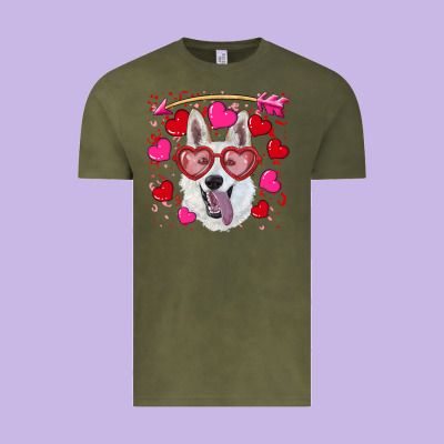Vintage Tee valentine's day  white shepherd