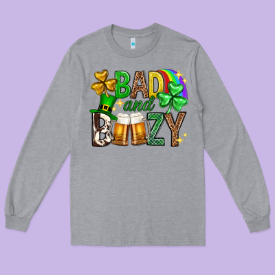 Bad And Boozy St. Patricks Day Long Sleeve Tee Designed By Neo Western