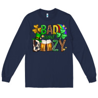 Navy Bad and boozy st. patricks day Long Sleeve Tee - Neo Western