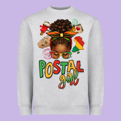 Juneteenth Afro Messy Bun Postal Girl Heavyweight Sweatshirt Designed By Texasbilliewilder
