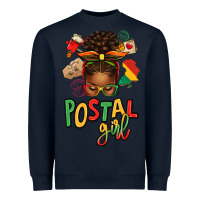 Navy juneteenth afro messy bun postal girl Heavyweight Sweatshirt - texasbilliewilder