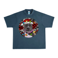 Midnight Navy pitbull and buffalo plaid Urban Heavy Tee - RanaPortraitStore