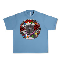 Pebble Blue pitbull and buffalo plaid Urban Heavy Tee - RanaPortraitStore