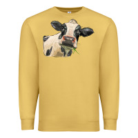 Antique Gold holstein heifer face Premium Sweatshirt - LillyAllenDesigns