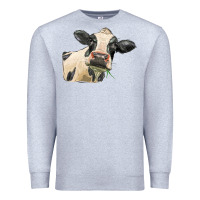 Heather Grey holstein heifer face Premium Sweatshirt - LillyAllenDesigns