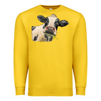 Lemon holstein heifer face Premium Sweatshirt - LillyAllenDesigns