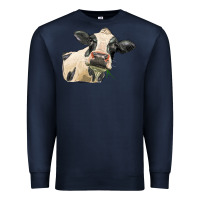Navy holstein heifer face Premium Sweatshirt - LillyAllenDesigns