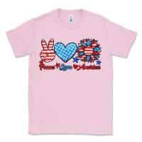 Bubblegum Pink peace love america Classic Tee - HRA Design Shop