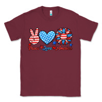 Burgundy peace love america Classic Tee - HRA Design Shop
