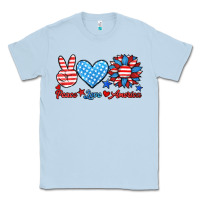 Dusty Blue peace love america Classic Tee - HRA Design Shop