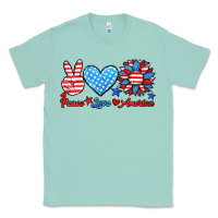 Seafoam peace love america Classic Tee - HRA Design Shop