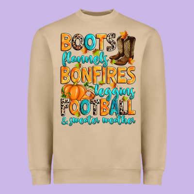 Heavyweight Sweatshirt Boots flannels bonfires leggins American Football