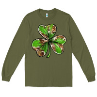 Army Green Cowhide leopard shamrock 4th of july Long Sleeve Tee - Neo Western