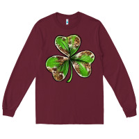 Burgundy Cowhide leopard shamrock 4th of july Long Sleeve Tee - Neo Western