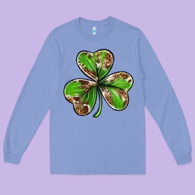 Cowhide Leopard Shamrock 4th Of July Long Sleeve Tee Designed By Neo Western