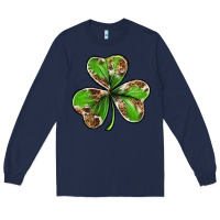 Navy Cowhide leopard shamrock 4th of july Long Sleeve Tee - Neo Western