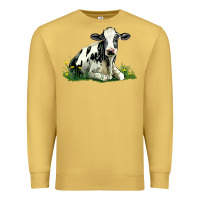 Antique Gold holstein cow sitting Premium Sweatshirt - LillyAllenDesigns