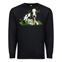 Black holstein cow sitting Premium Sweatshirt - LillyAllenDesigns