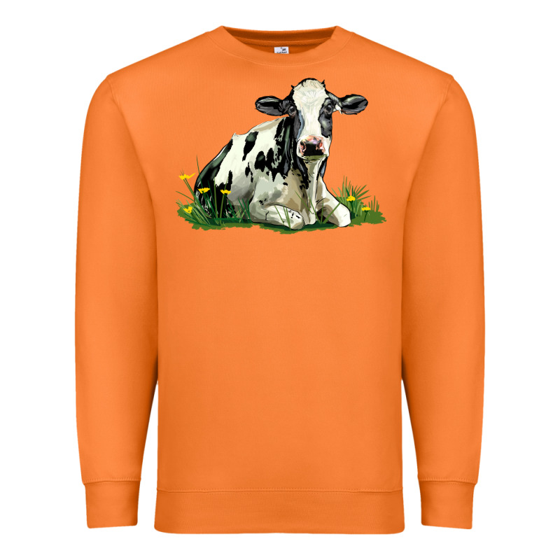 Holstein Cow Sitting Premium Sweatshirt by LillyAllenDesigns | Teevron