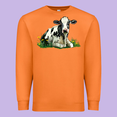 Holstein Cow Sitting Premium Sweatshirt Designed By Lillyallendesigns