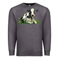 Charcoal Heather holstein cow sitting Premium Sweatshirt - LillyAllenDesigns