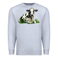 Heather Grey holstein cow sitting Premium Sweatshirt - LillyAllenDesigns