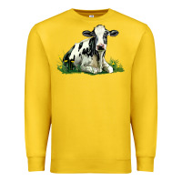 Lemon holstein cow sitting Premium Sweatshirt - LillyAllenDesigns