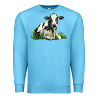 Ocean Blue holstein cow sitting Premium Sweatshirt - LillyAllenDesigns