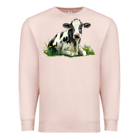 Pale Pink holstein cow sitting Premium Sweatshirt - LillyAllenDesigns