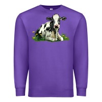 Purple holstein cow sitting Premium Sweatshirt - LillyAllenDesigns