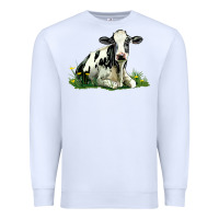 White holstein cow sitting Premium Sweatshirt - LillyAllenDesigns