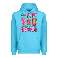 Ocean Blue dear santa just bring coffee Premium Hoodie - MaliasSmallBusiness