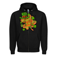 Black happy st patrick s day shamrock Zipper Hoodie - Artiststas