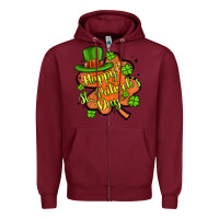 Burgundy happy st patrick s day shamrock Zipper Hoodie - Artiststas