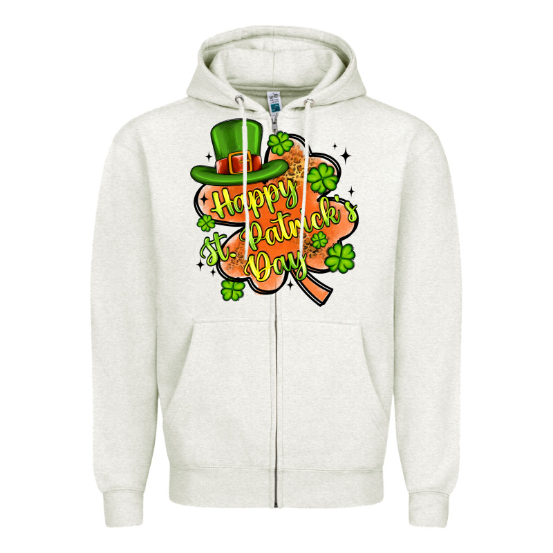 Happy St Patrick S Day Shamrock Zipper Hoodie by Artiststas | Teevron