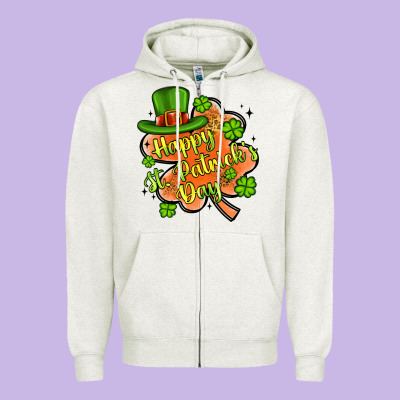 Happy St Patrick S Day Shamrock Zipper Hoodie Designed By Artiststas