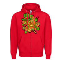 Red happy st patrick s day shamrock Zipper Hoodie - Artiststas