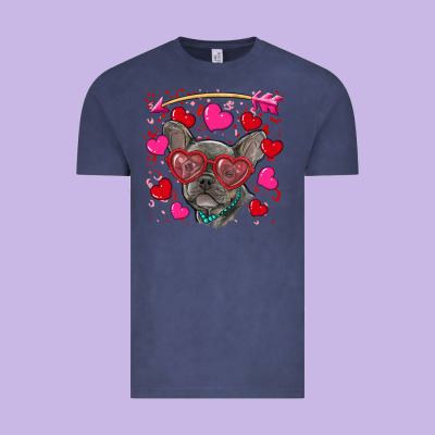 Vintage Tee valentine's day french bulldog puppy