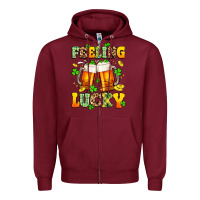 Burgundy feeling lucky Zipper Hoodie - Artiststas