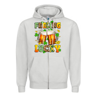 Dove Grey feeling lucky Zipper Hoodie - Artiststas